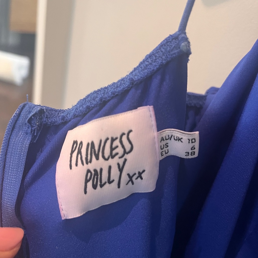 Blue Ruched mini dress, fully lined. - Picture 6 of 10